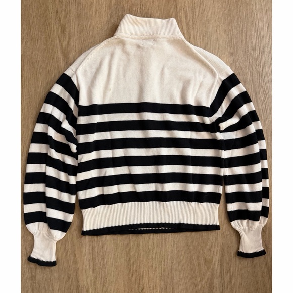 J. Crew Striped half-zip sweater with pearl zipper - Picture 5 of 10